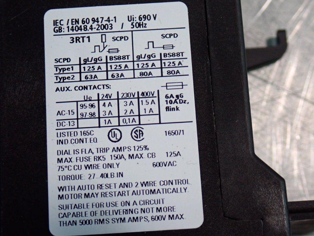 Siemens Overload Relay - 3ru1136-4fd0