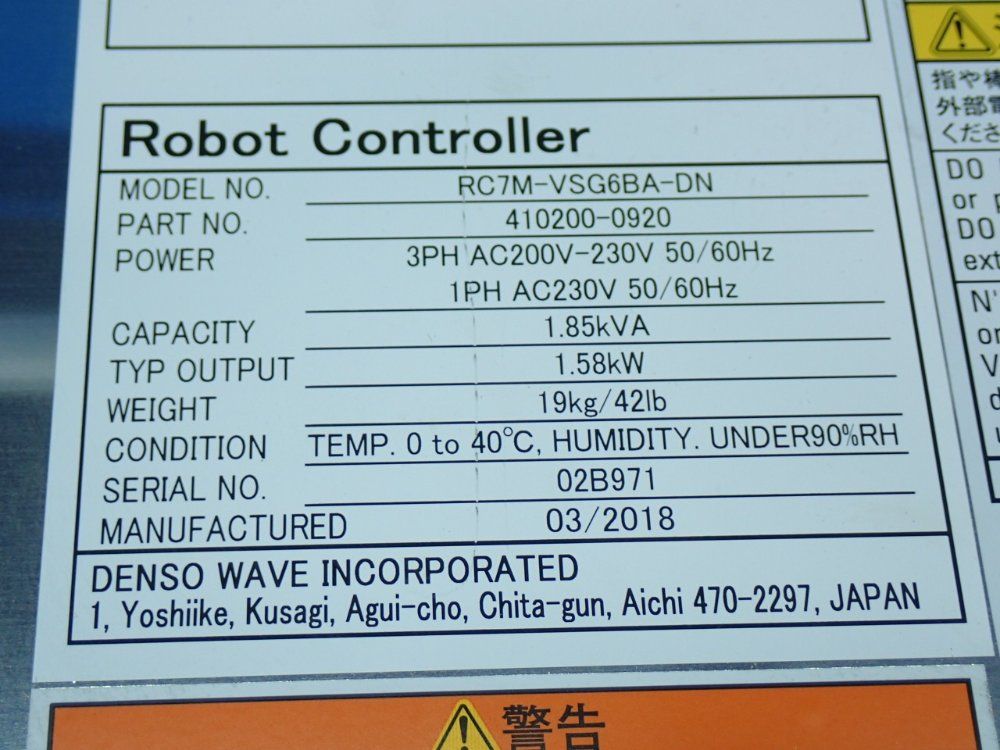 Denso 3.25mb Memory Robot Controller Unit - Rc7m-vsg6ba-dn
