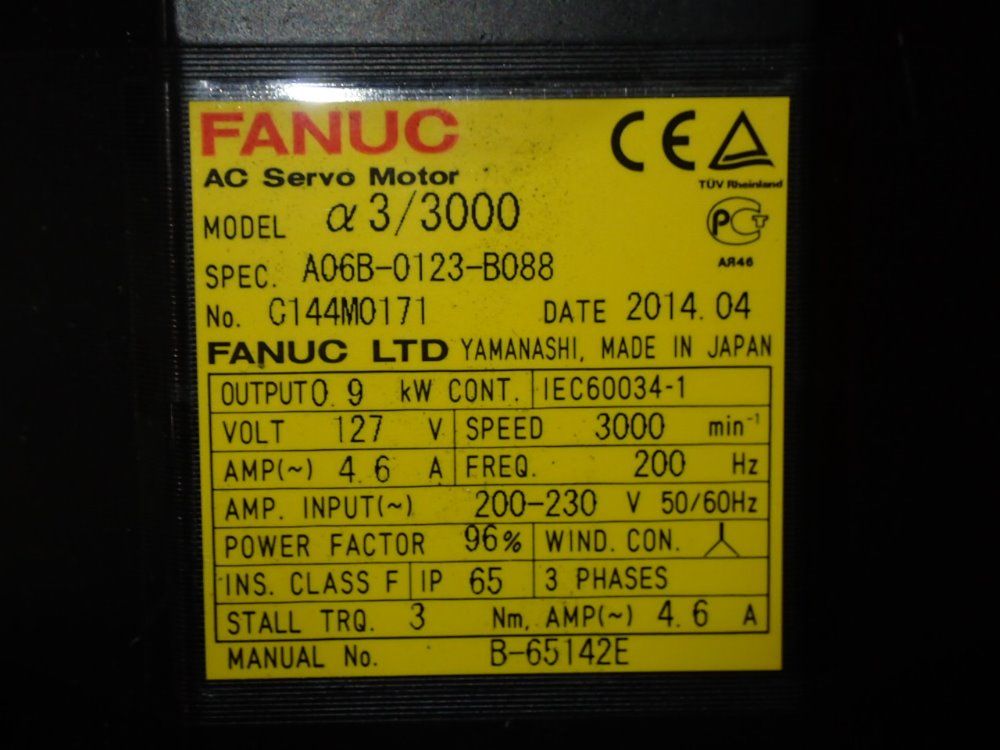 Fanuc 9 Kw Servo Motor - A06b-0123-b088