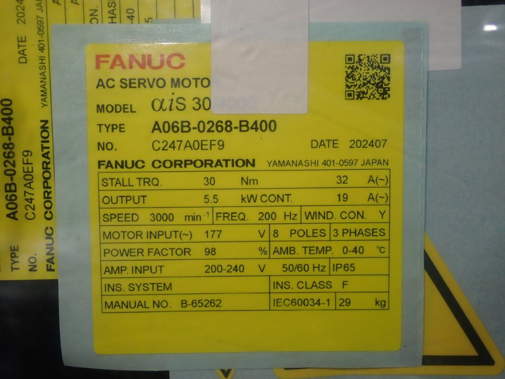 Fanuc 5.5 Kw Servo Motor - A06b-0268-b400