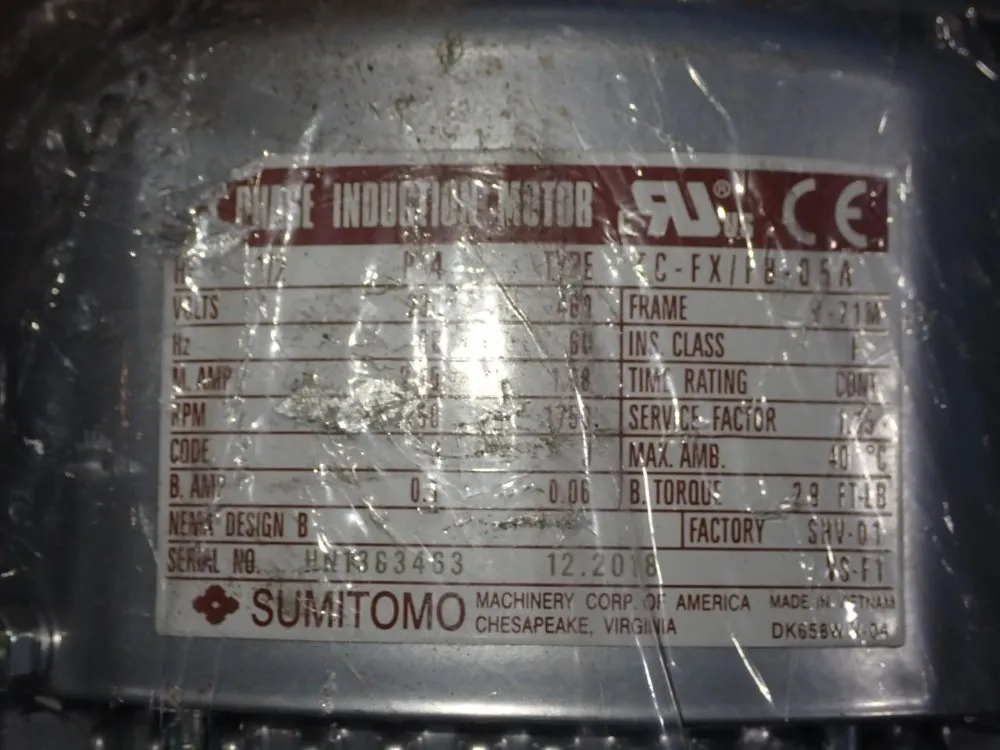 Sumitomo 1/2 Hp Motor - Tc-fx/fb-05a