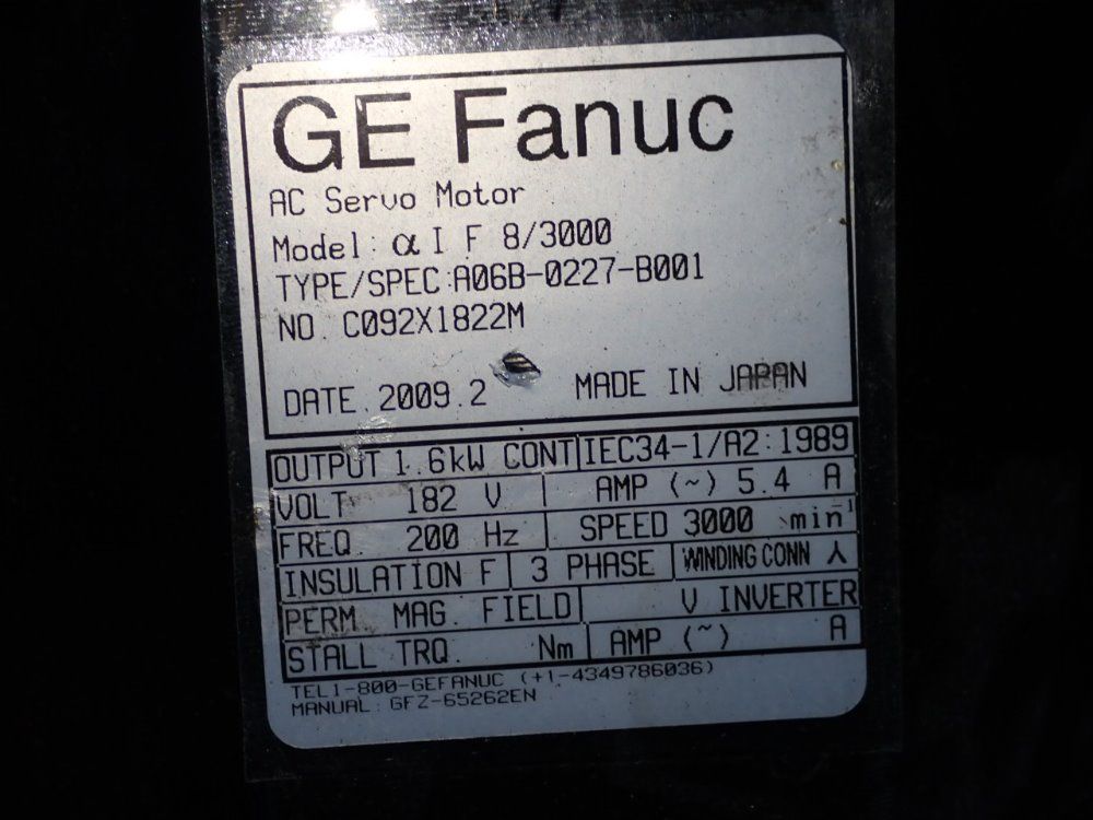 Fanuc 1.6 Kw Servo Motor - A06b-0227-b001