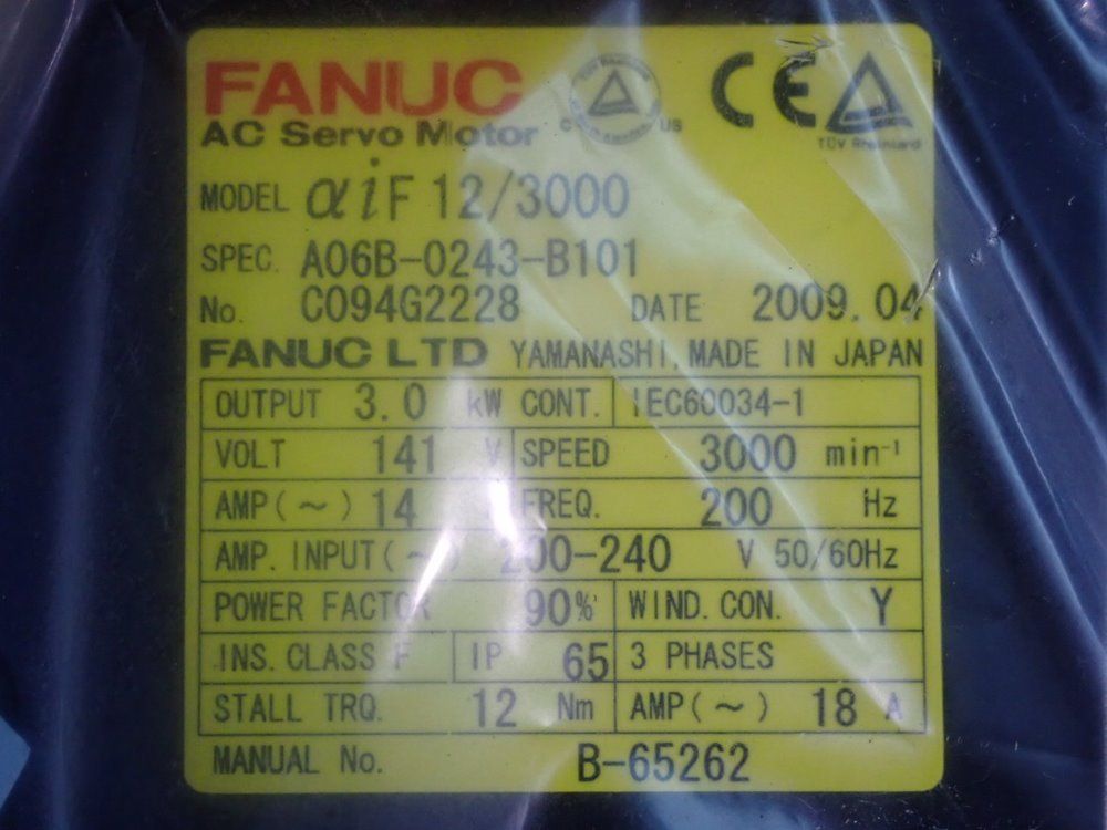 Fanuc 3 Kw Servo Motor - A06b-0243-b101