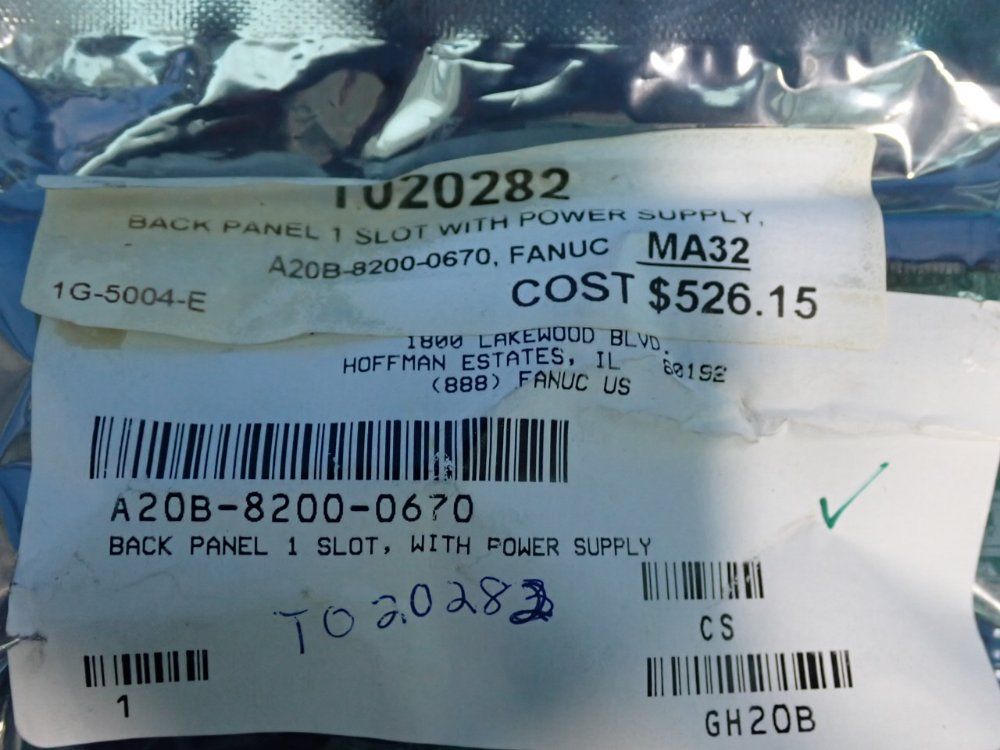 Fanuc Back Panel W/ Power Supply - A20b-8200-0670