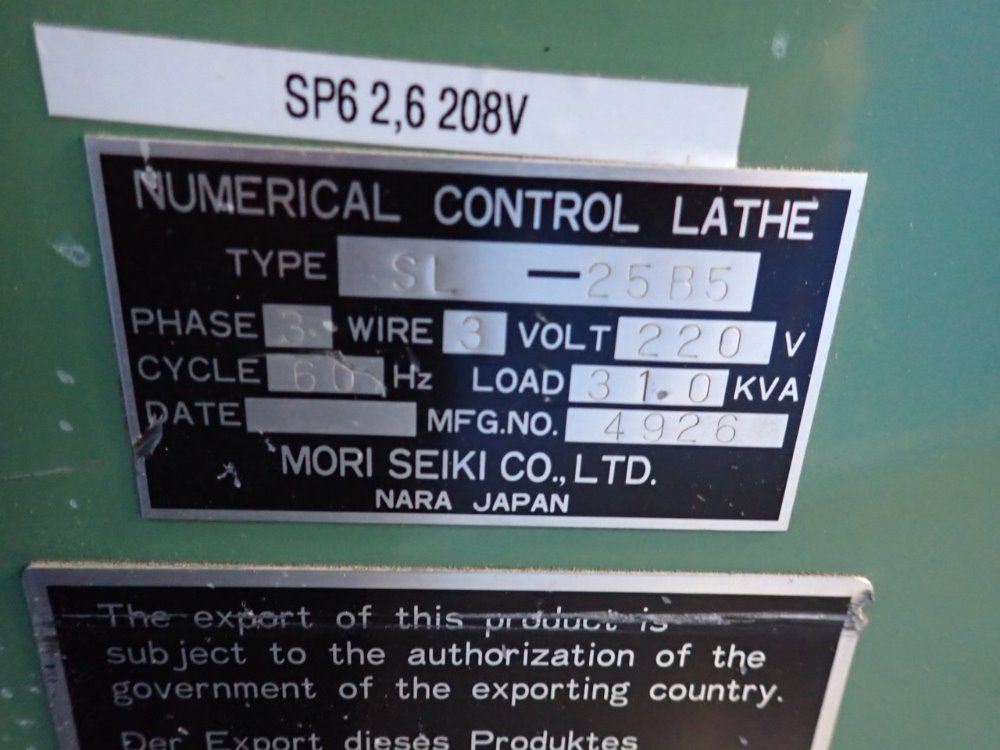 Mori Seiki Co Cnc Lathe - Sl-25b5