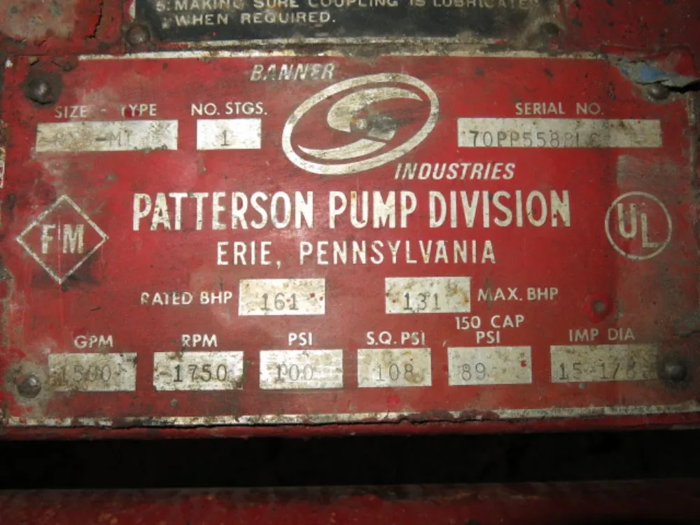 Patterson 1500 Gpm Fire Pump