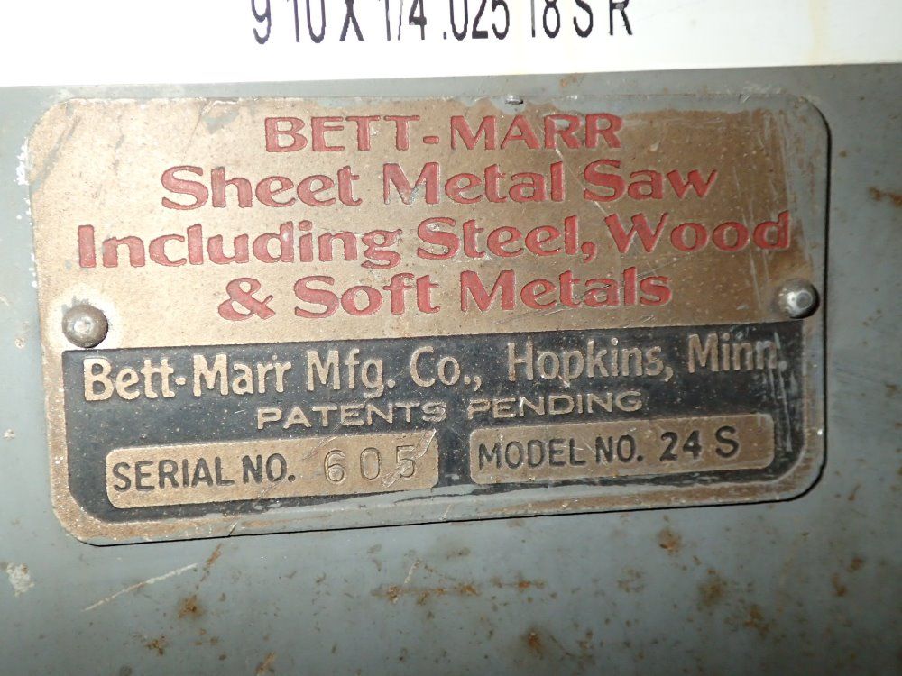 Bett - Marr Mfg Vertical Band Saw
