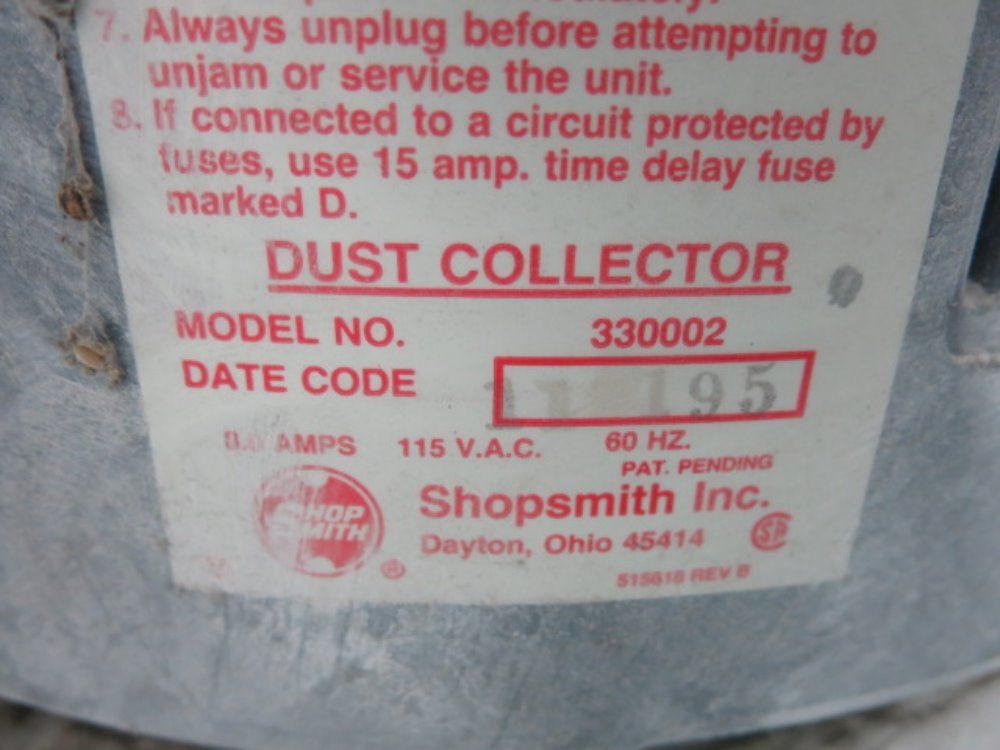 Shop Smith Dust Collector
