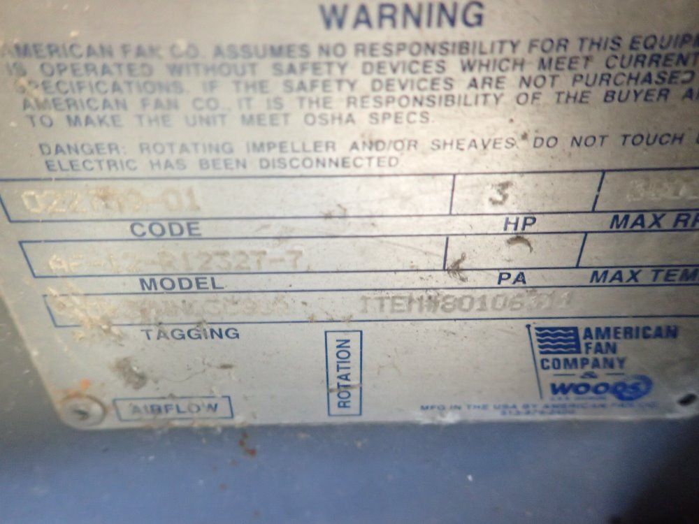 American Fan Co Blower W/ Frame