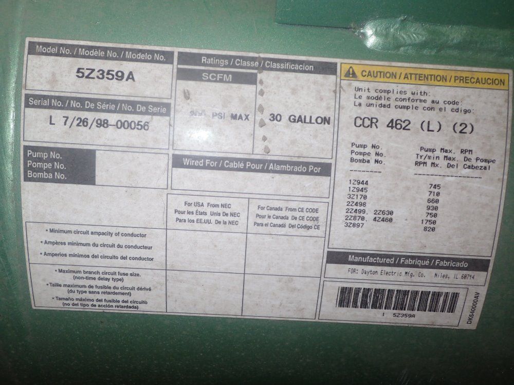 Dayton Electric Air Tank