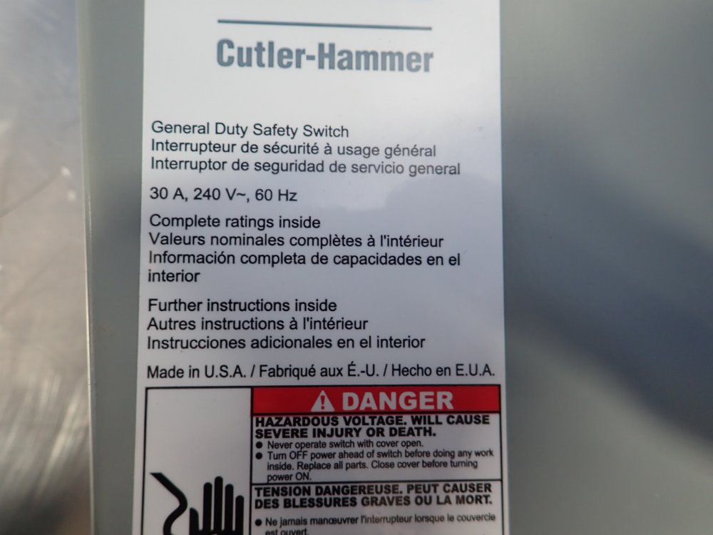 Eaton / Cutler Hammer Non-fusible Disconnect