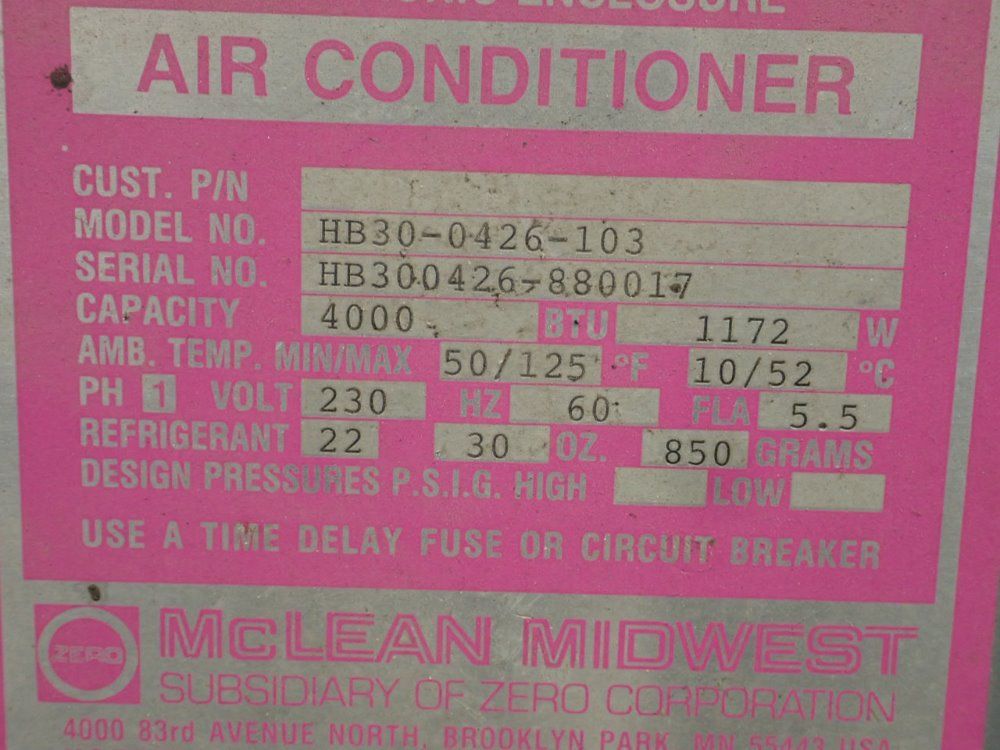 Mclean Midwest Electronic Enclosure Air Conditioner