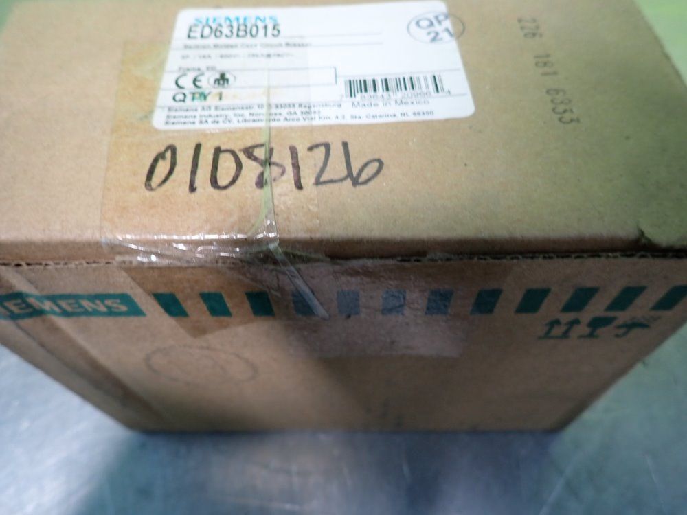 Siemens Ed63b015 Sentron Molded Case Circuit Breaker 15a - Ed63b015