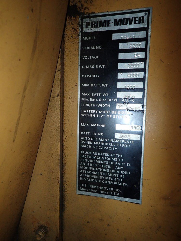 Prime Mover 4000# Electric Forklift