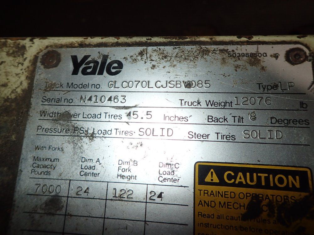 Yale 7000# Glc070lcjsbv085 Propane Forklift