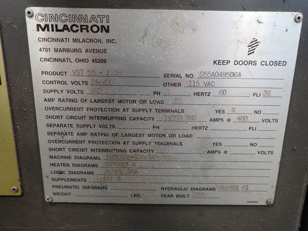 Cincinnati Milacron Injection Molder - Vst55-1.08
