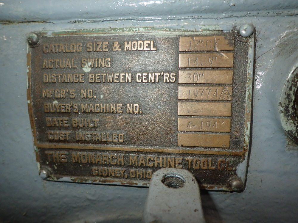 Monarch 14 1/2" / 16" X 36" 12" Ck Gap Bed Lathe