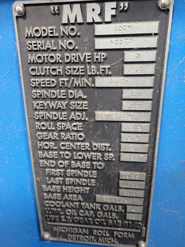 Michigan Roll Form 15 Station 13" Roll Former - 100r