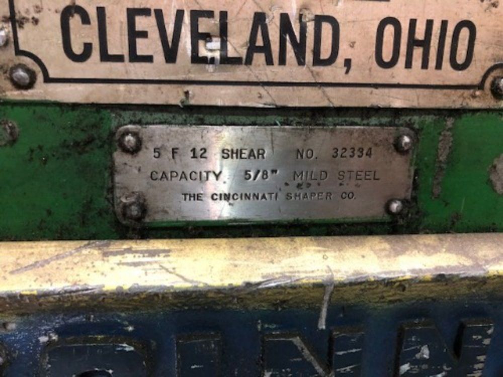 Cincinnati 5/8" X 12' Capacity Hydraulic Shear - 5f12