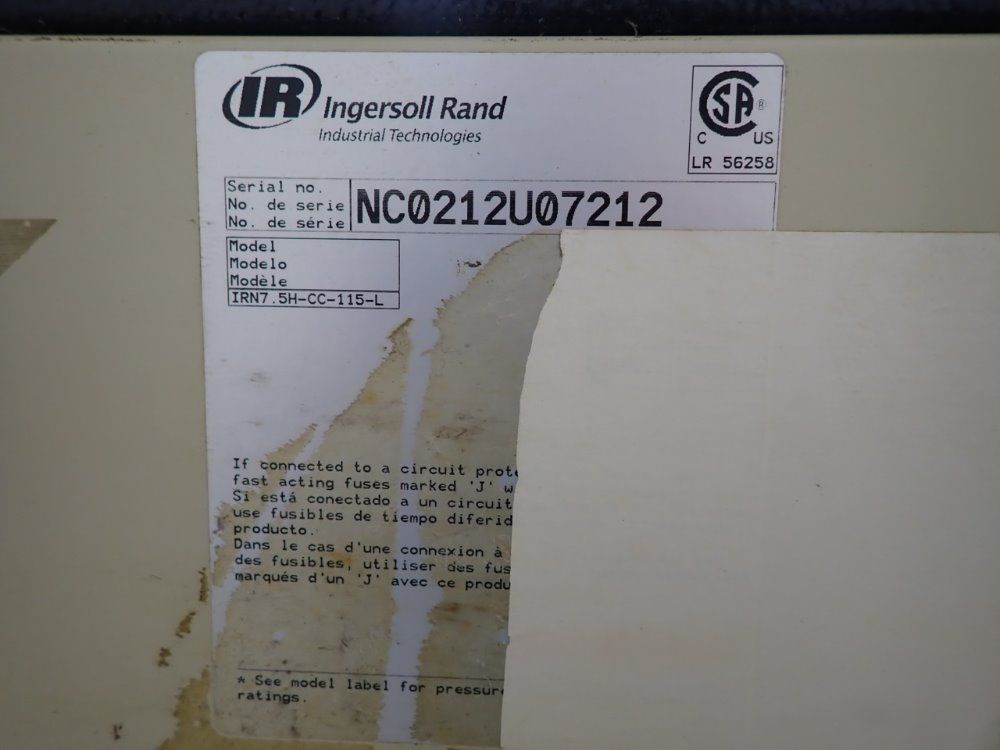 Ingersoll Rand Irn7.5h-cc-115-l Air Compressor - Irn7.5h-cc-115-l