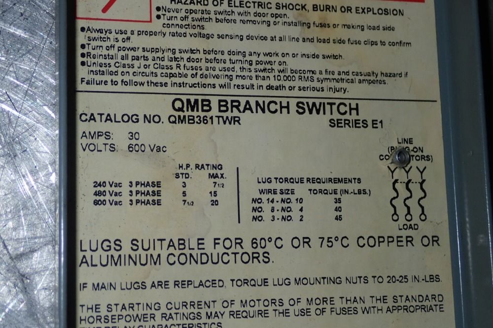 Square D Bus Plug/panel Board Switch