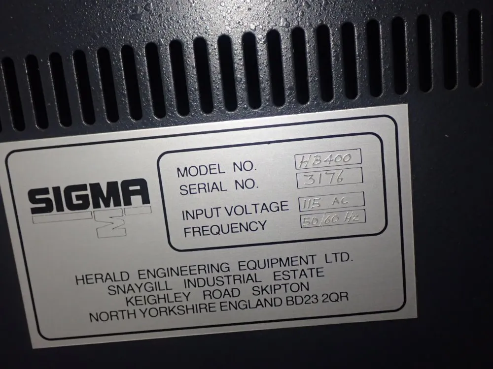 Sigma 16" Screen 5" X 15" Table Hb400 Optical Comparator - Hb400