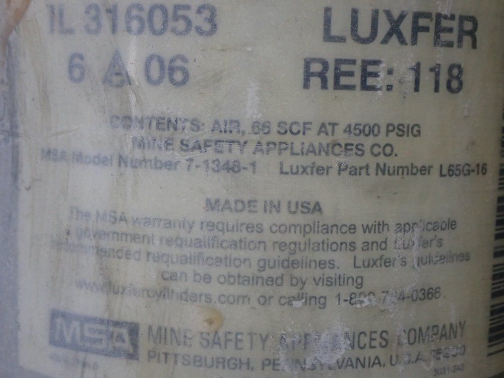 Msa/luxfer Compressed Air Tank