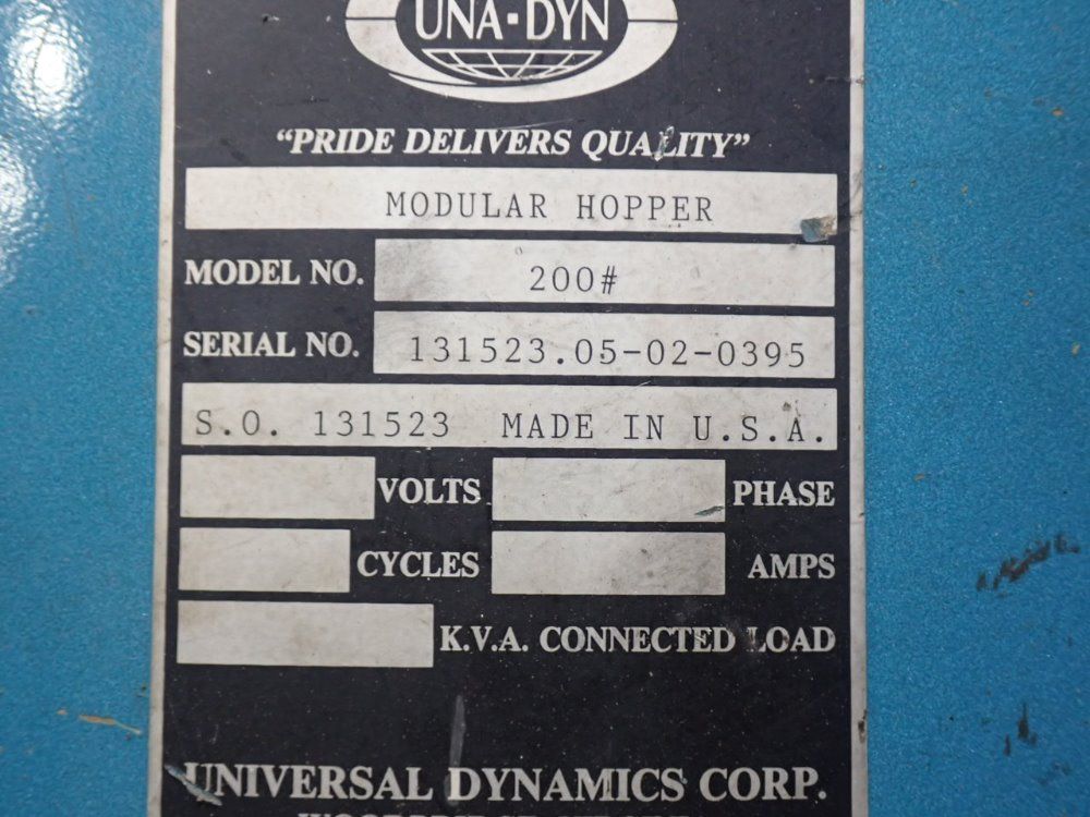 Una-dyn/ Mann & Hummer Dual Hopper Dryer