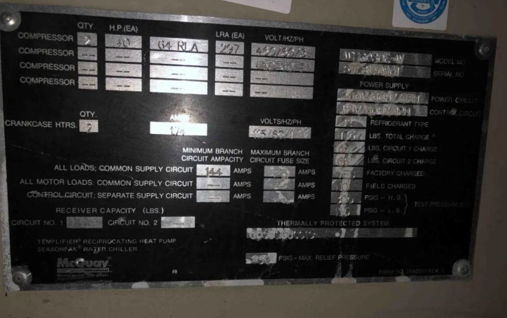 Mcquay Whr080e-w Dual Compressor W/triple Tube Chiller - Whr080e-w