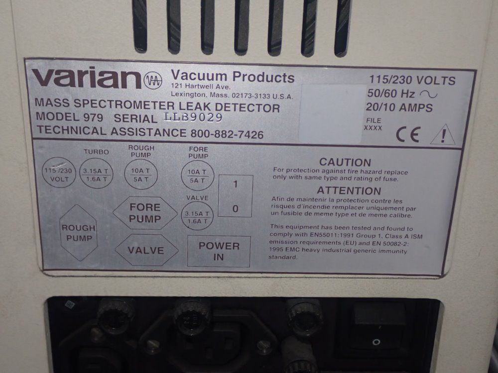 Varian 979 Helium Leak Detector - 979