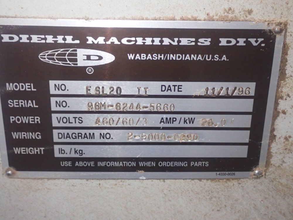 Diehl Machines 60" X 38" Table Esl20 Ii Straight Line Rip Saw - Esl20 Ii