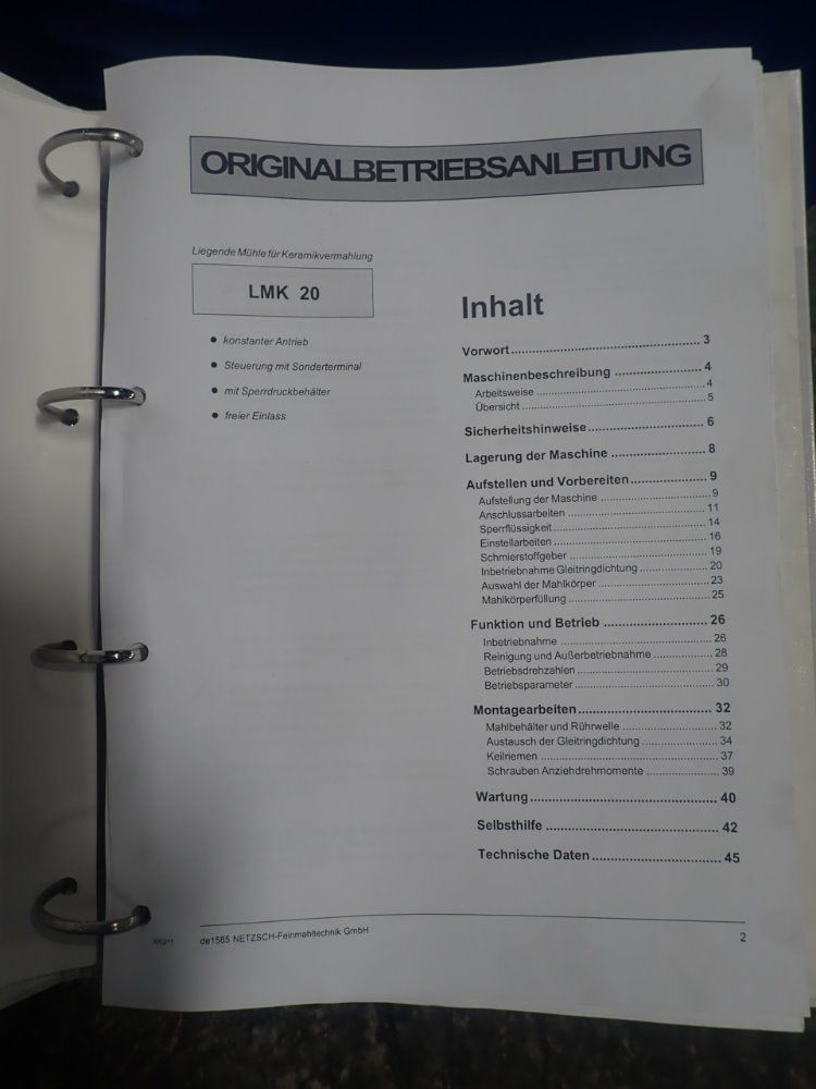 Netzsch Lmk20 Horizontal Bead Mill - Lmk20
