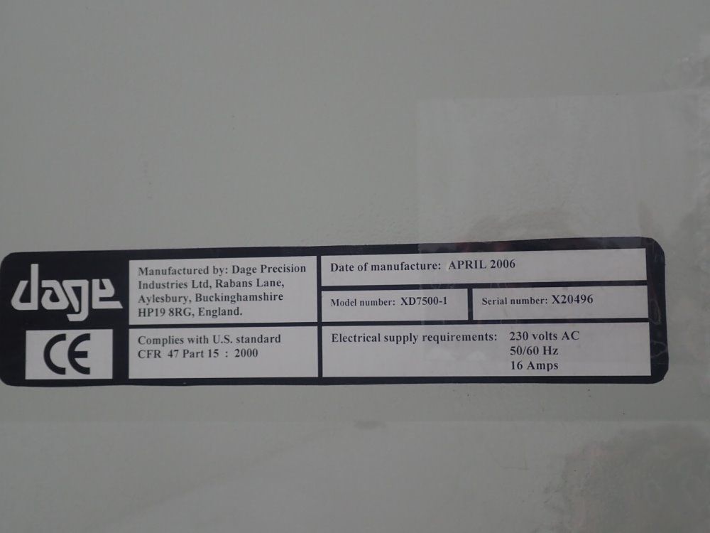 Dage Precision Xd75004 X-ray Inspection Unit - Xd75004