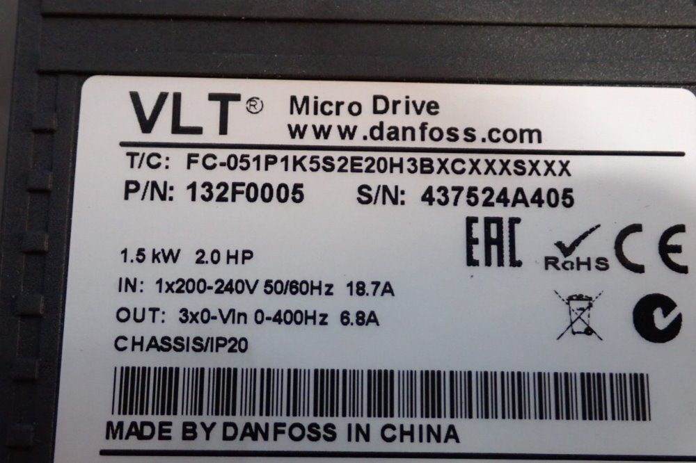 Danfoss 2 Hp Vlt Micro Drive - 132f0005