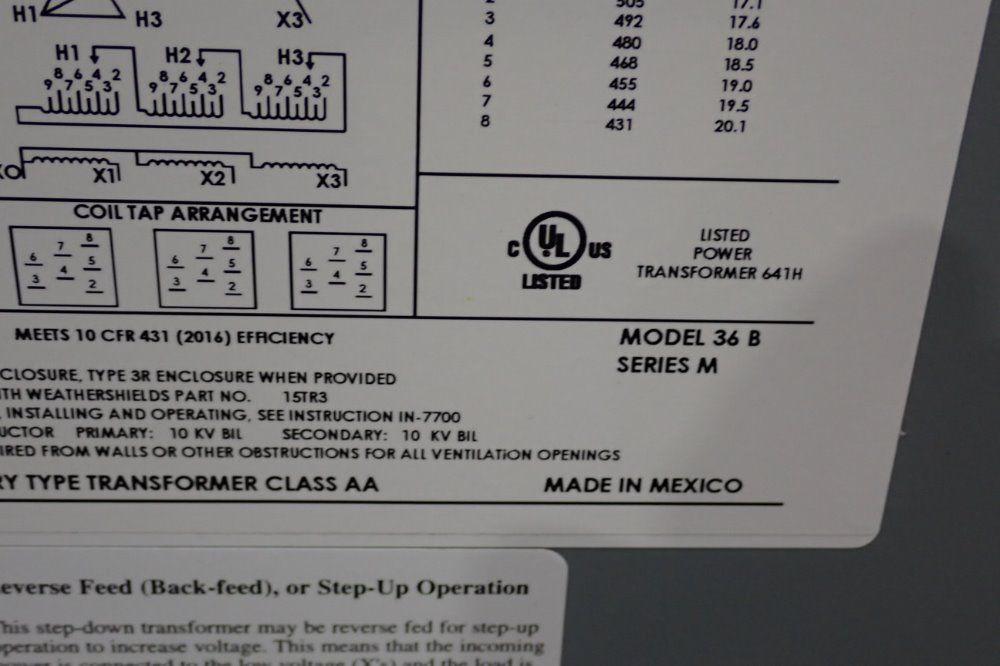Federal Pacific 15 Kva Transformer - 36b