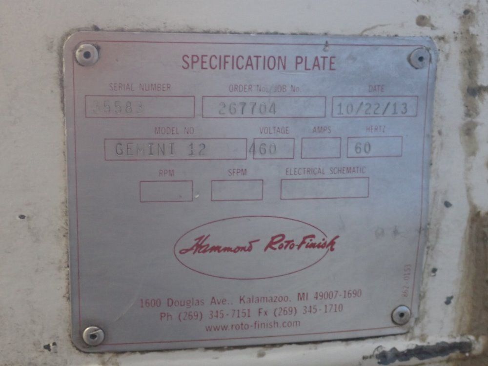 Hammond/roto-finish 54" Vibratory Finisher - Gemini12