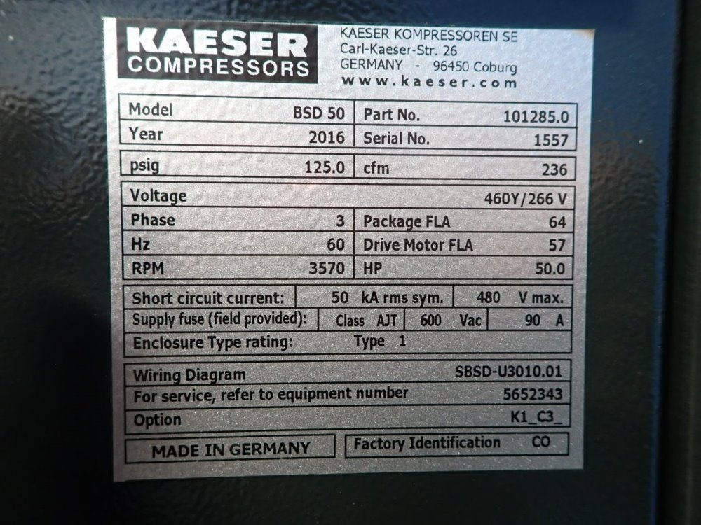 Kaeser 50 Hp Air Compressor And Dryer - Bsd50