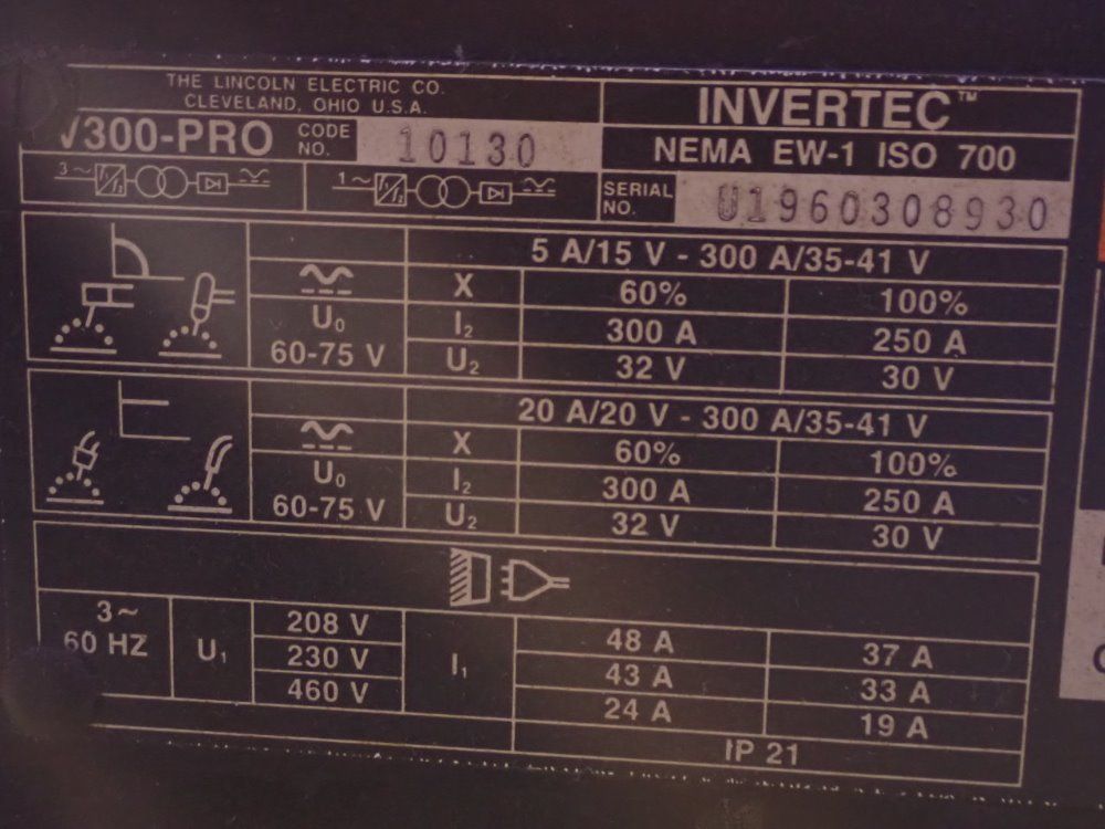 Lincoln Electric 300a/41v Invertec V300-pro Welder - Invertec V300-pro