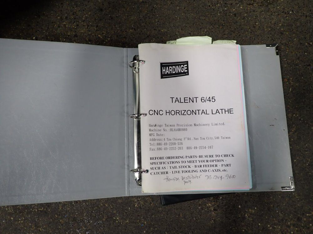 Hardinge Cnc Lathe - Talen 6/45