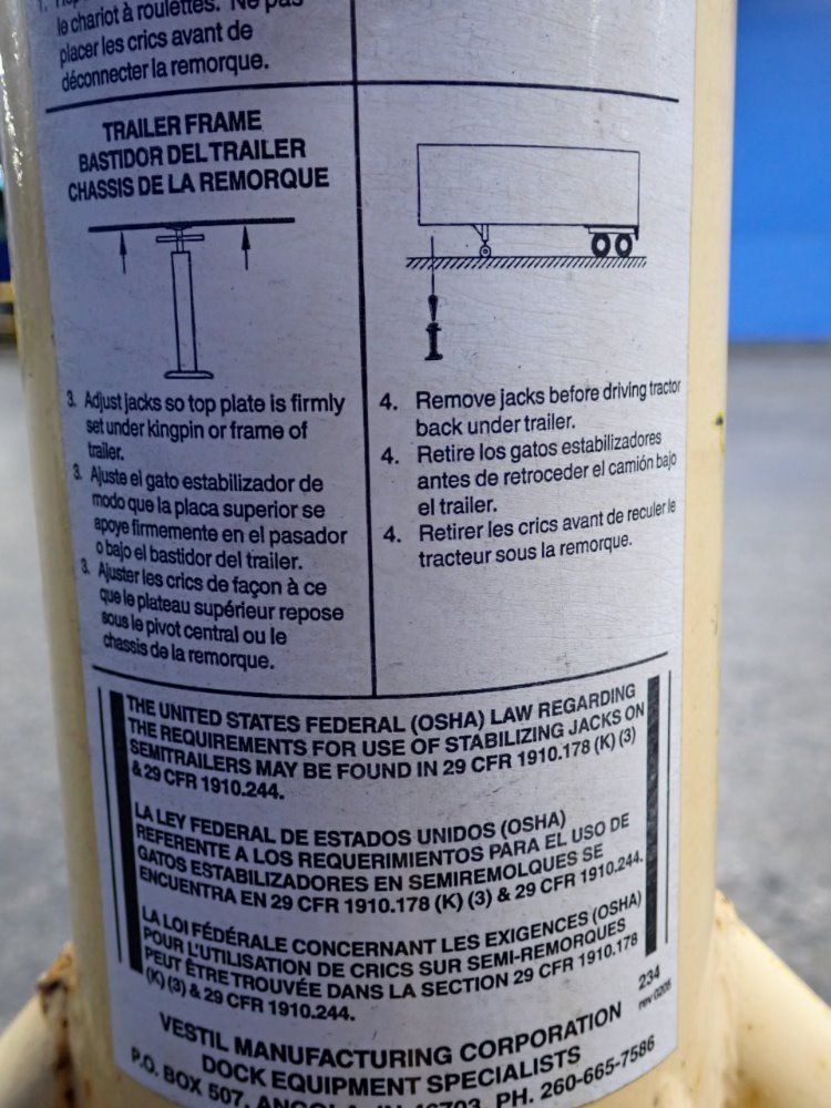 Vestil 100,000 Lbs/40,000 Lbs Trailer Stabilizing Jack
