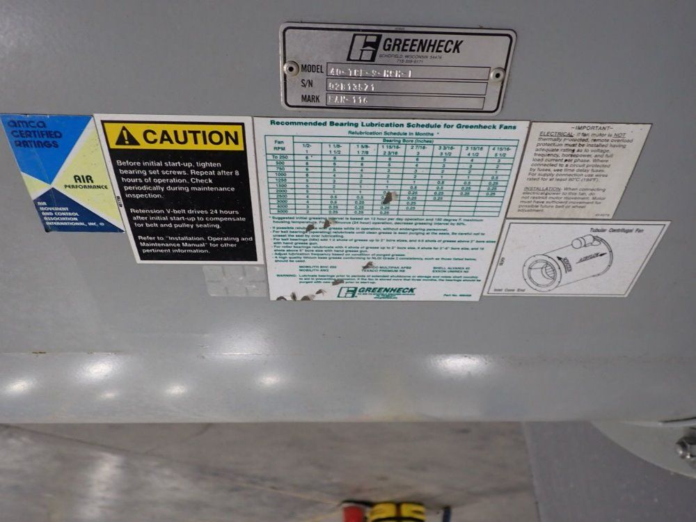 Greenheck 15 Hp Fan - 40-tcf-9-hch-1