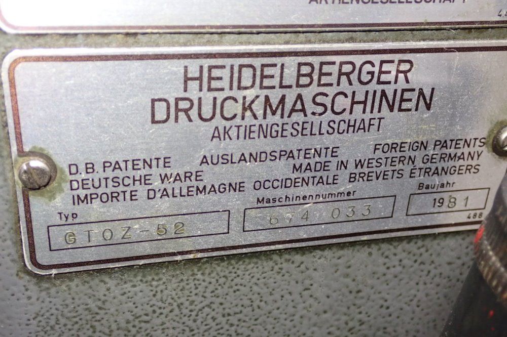 Heidelberg Offset Printing Machine - Gt0z-52