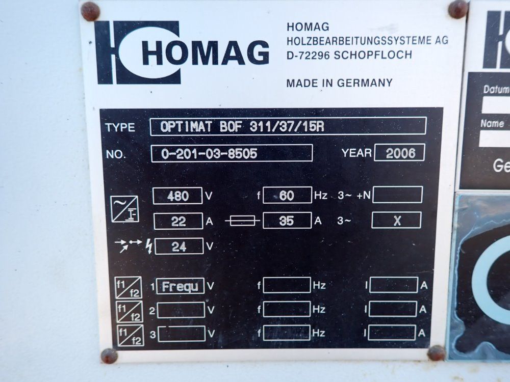 Homag 5' X 12' Cnc Router - Optimat B0f 311 37 15r