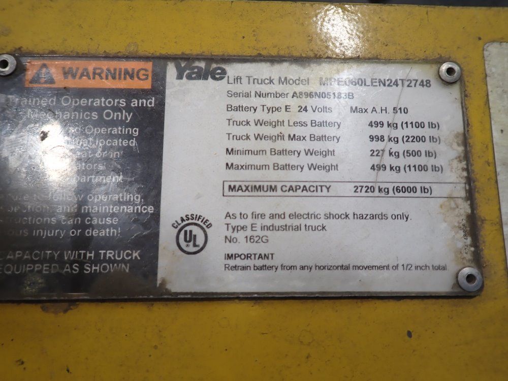 Yale 6000# Electric Pallet Jack - Mpe06len24t2748