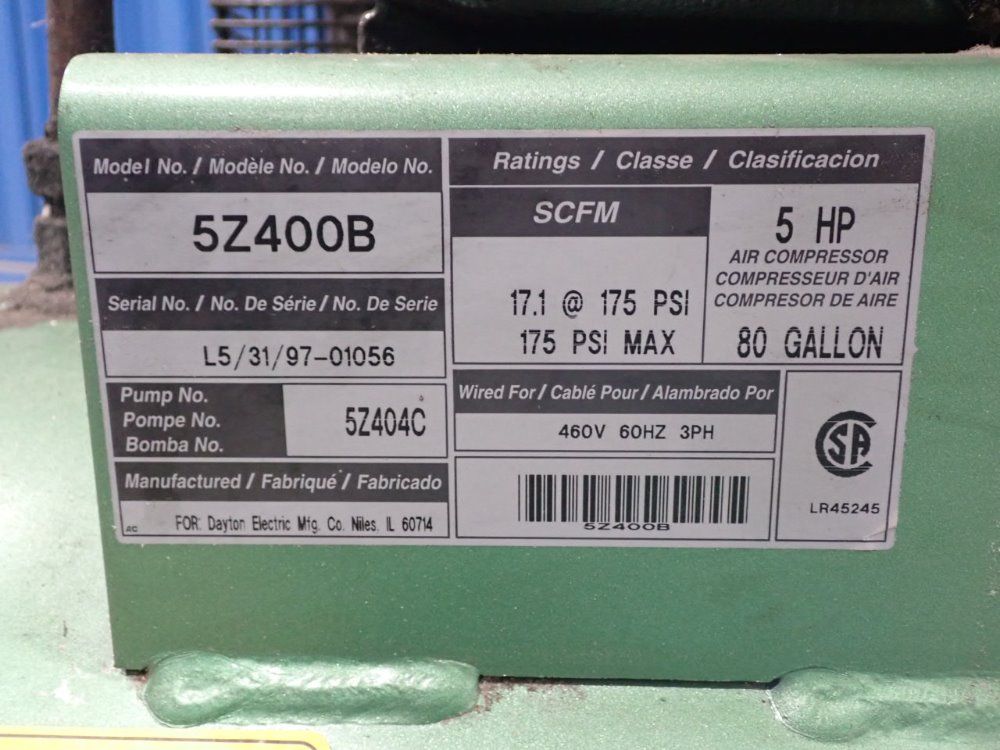 Speedaire 5hp Air Compresor - 52400b