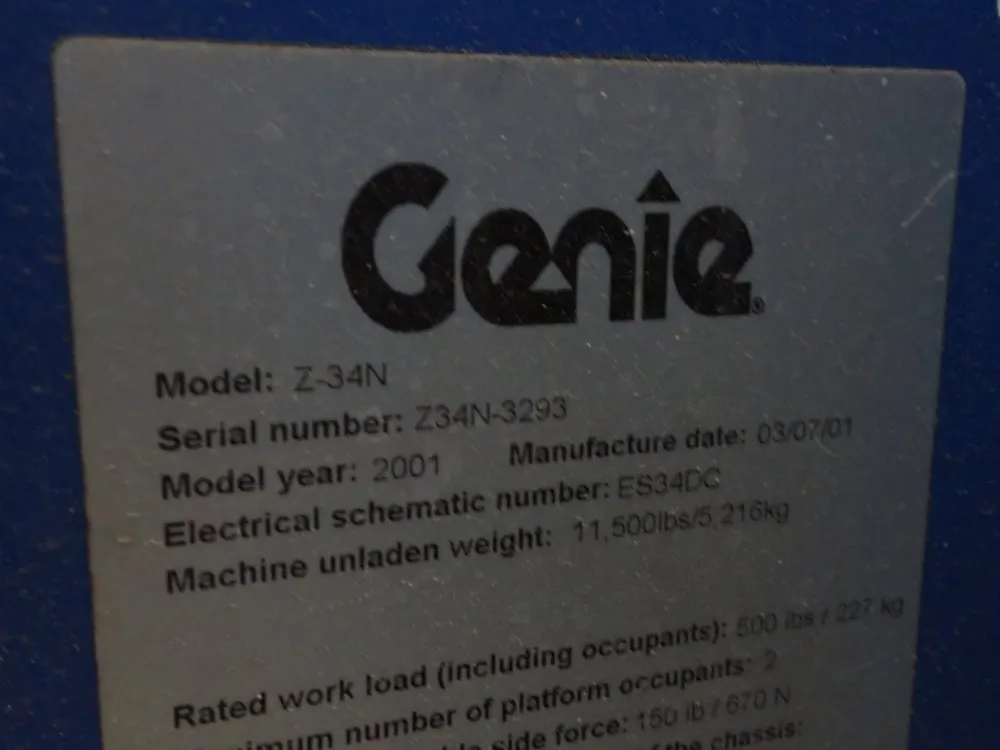 Genie 500lbs/227kg Boom Lift - Z-34n