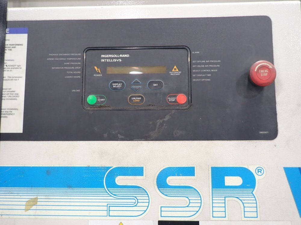 Ingersoll Rand 194 Cfm Screw Compressor - Ssr-ep50se