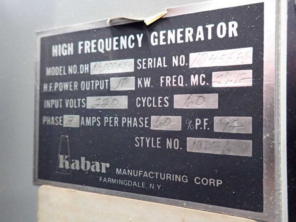 Kabar Rf Welder - Dh 10,000f.s./10d36