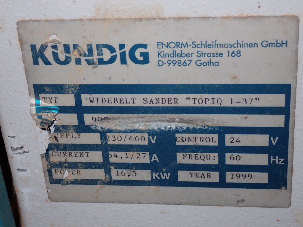 Kundig Wide Belt Sander - Topiq 1-37