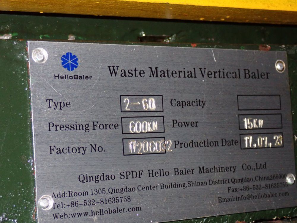 Qingdao Spdf Hello Baler Machinery Co 30" X 48" Horizontal Baler - 2-60